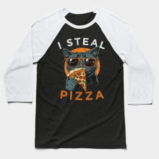 Funny Cat Saying - I Steal Pizza Funny Sarcastic Saying Gift Ideas For Pizza Lovers and Cat Owner Baseball T-Shirt
